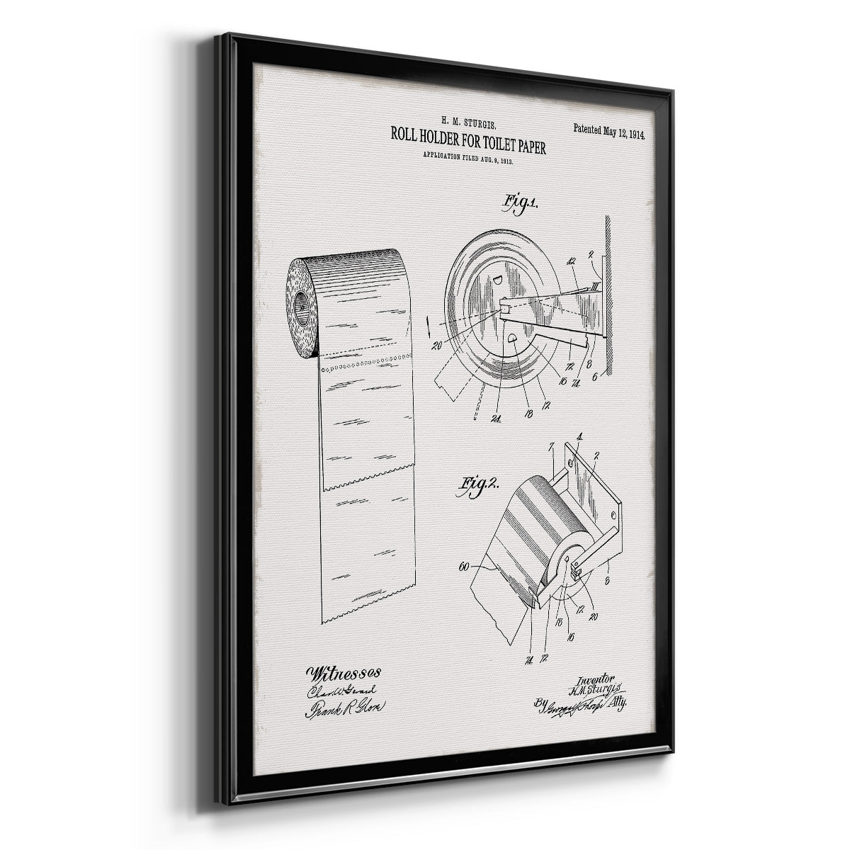 Toilet Paper Patent III - Modern Framed Canvas Print