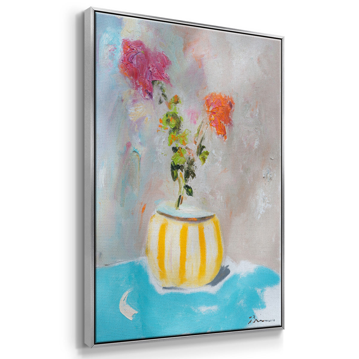 Coin Purse Full of Petals - Floater Framed Canvas Print