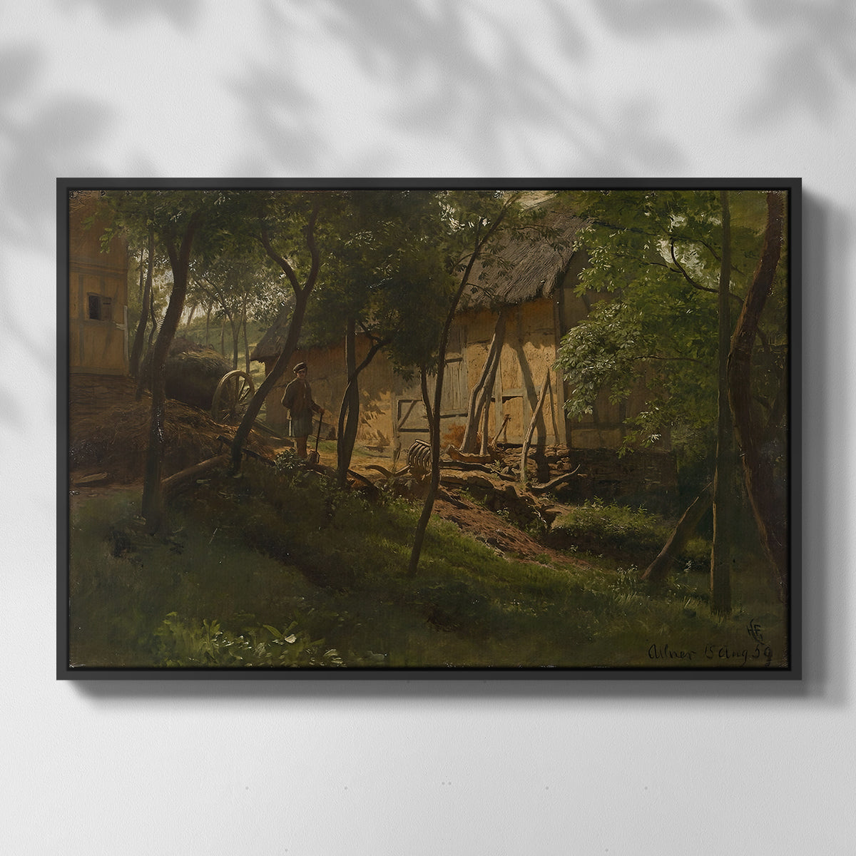 German Farm, 1859 - Floater Framed Canvas Print