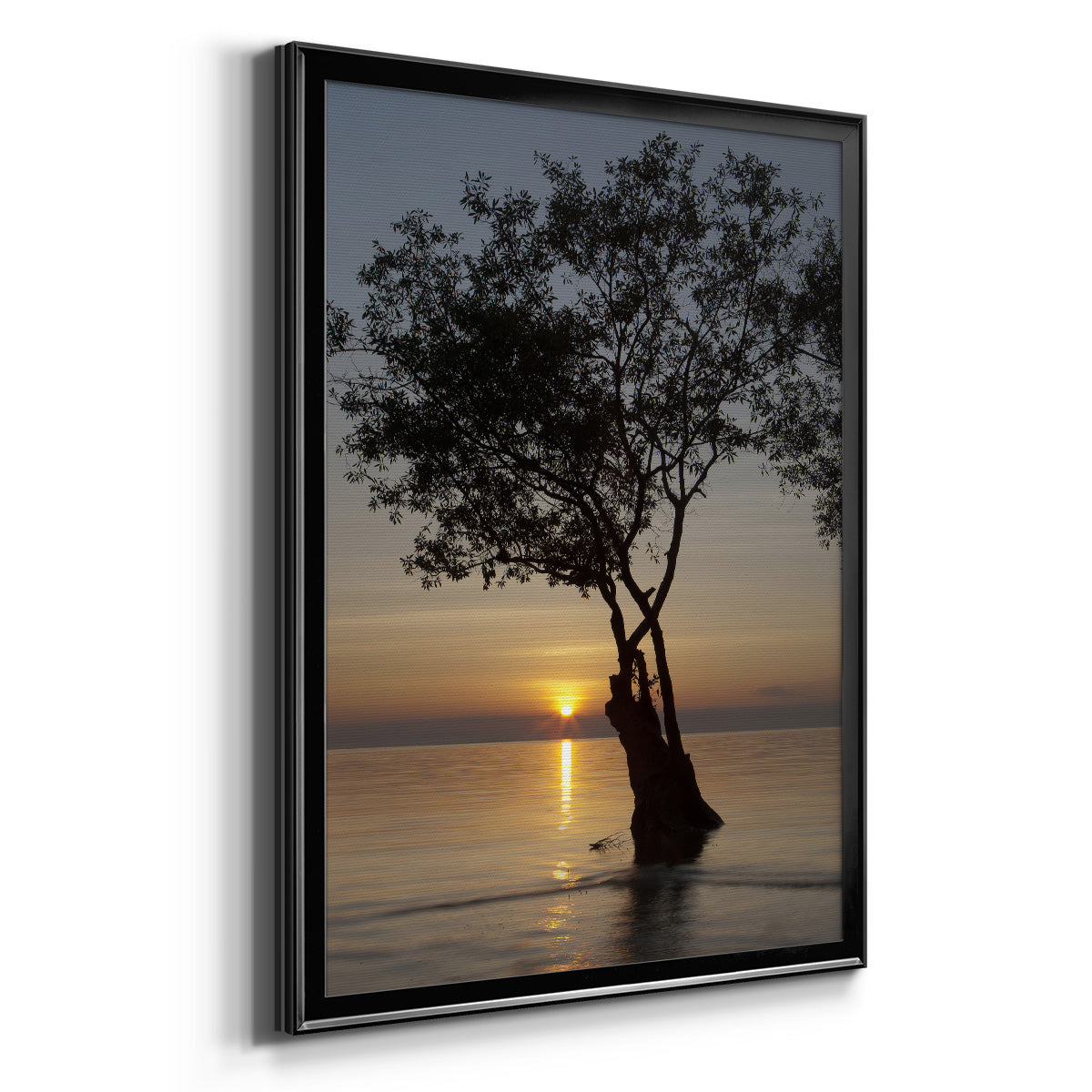 Sunset Silhouette - Modern Framed Canvas Print