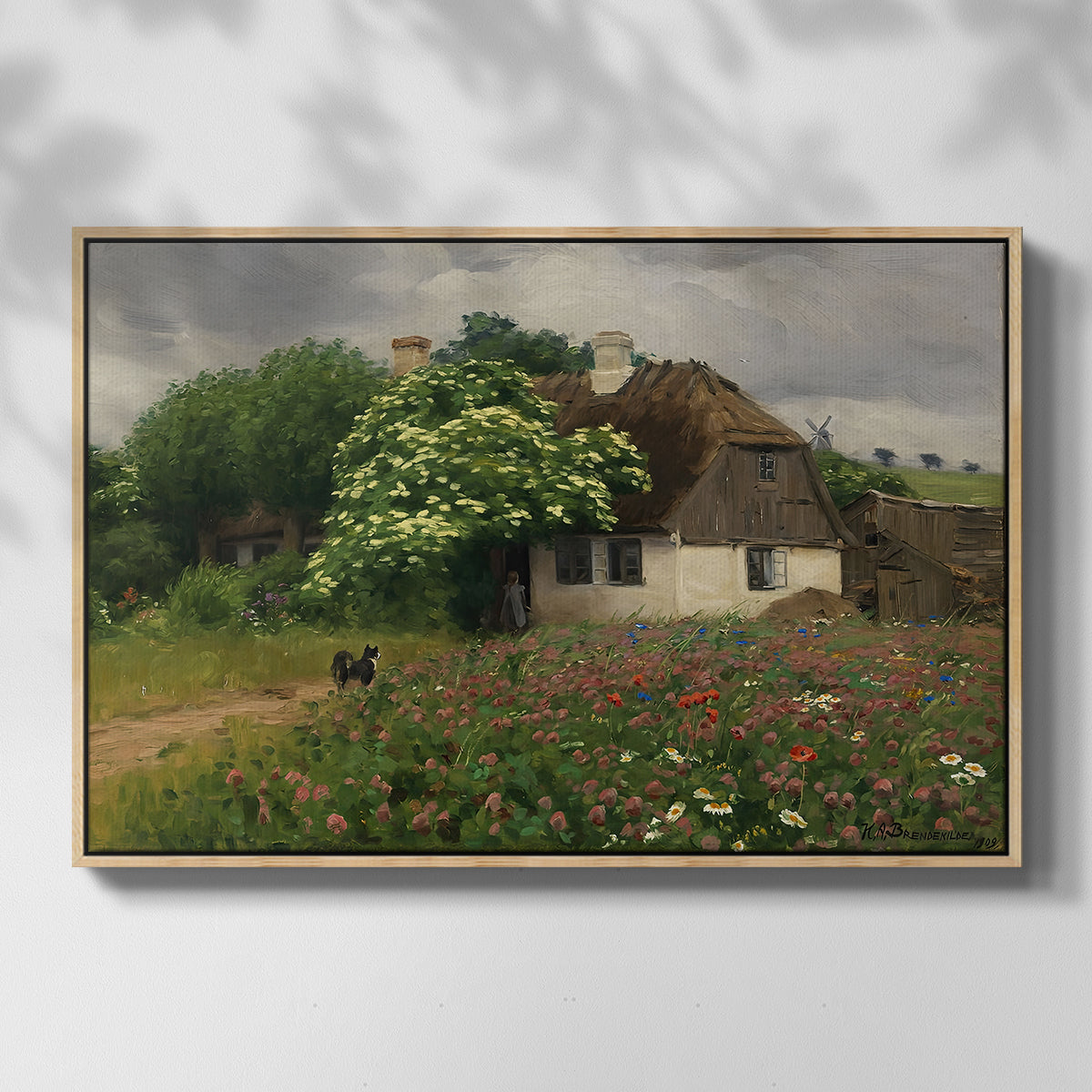 Farmhouse with Meadow Flowers, 1909 - Floater Framed Canvas Print