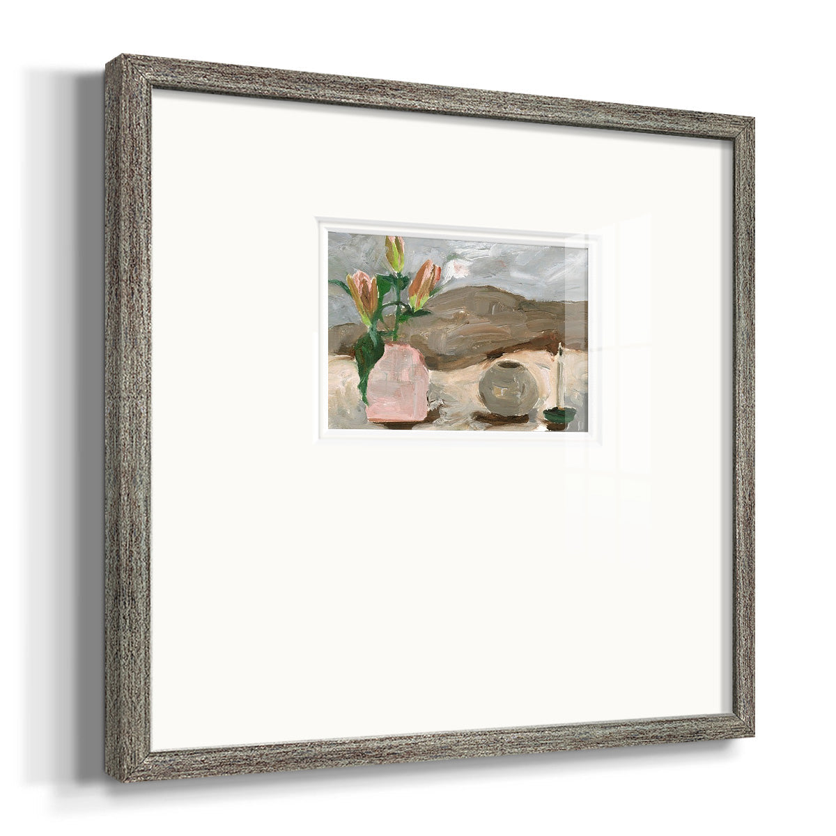 Vase of Pink Flowers V Premium Framed Print Double Matboard