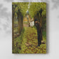 Canvas art print of a figure standing in nature with painting tools nearby with a soft shadow on a white background.