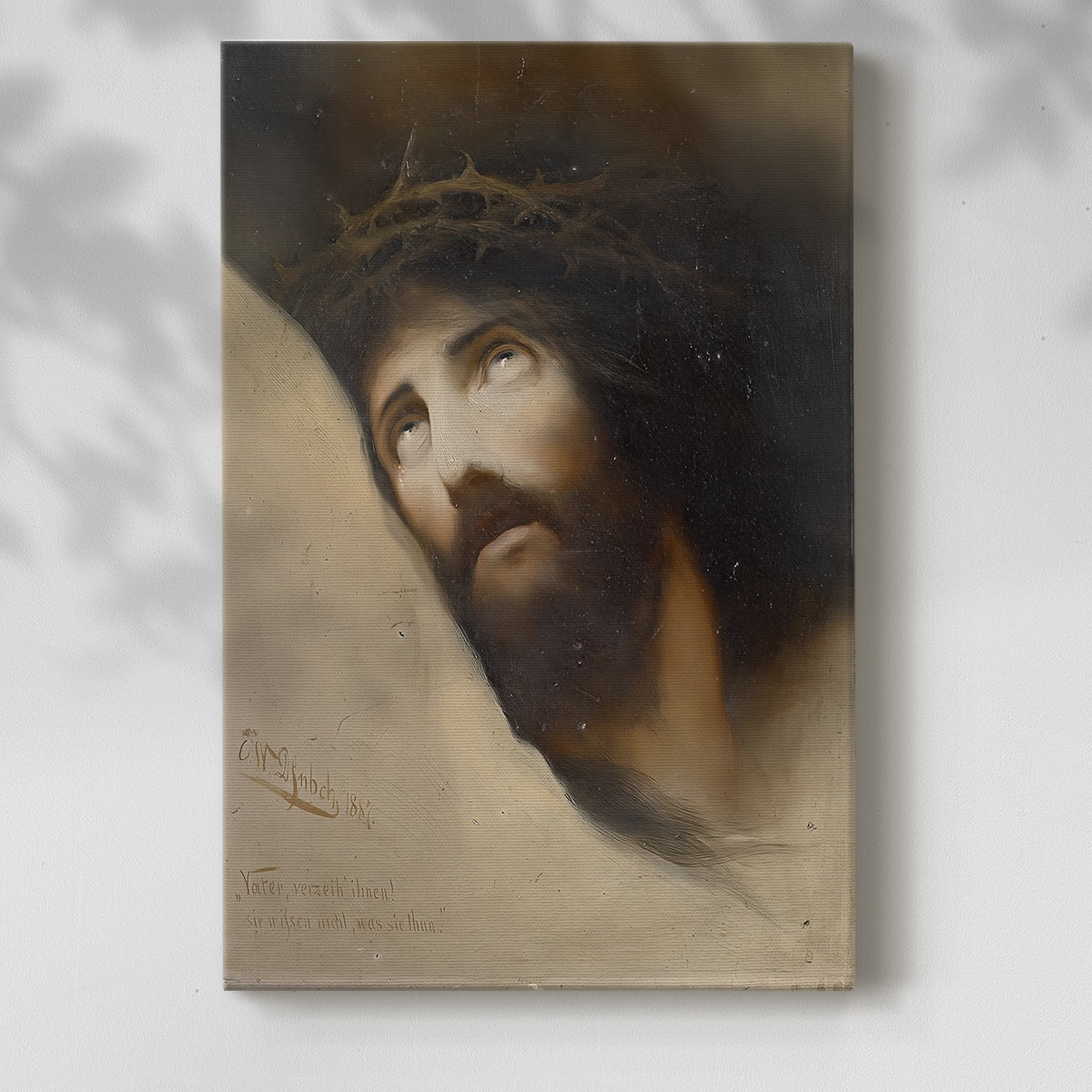 Canvas art print of a spiritual composition with gentle tones and quiet emotion with a soft shadow on a white background.