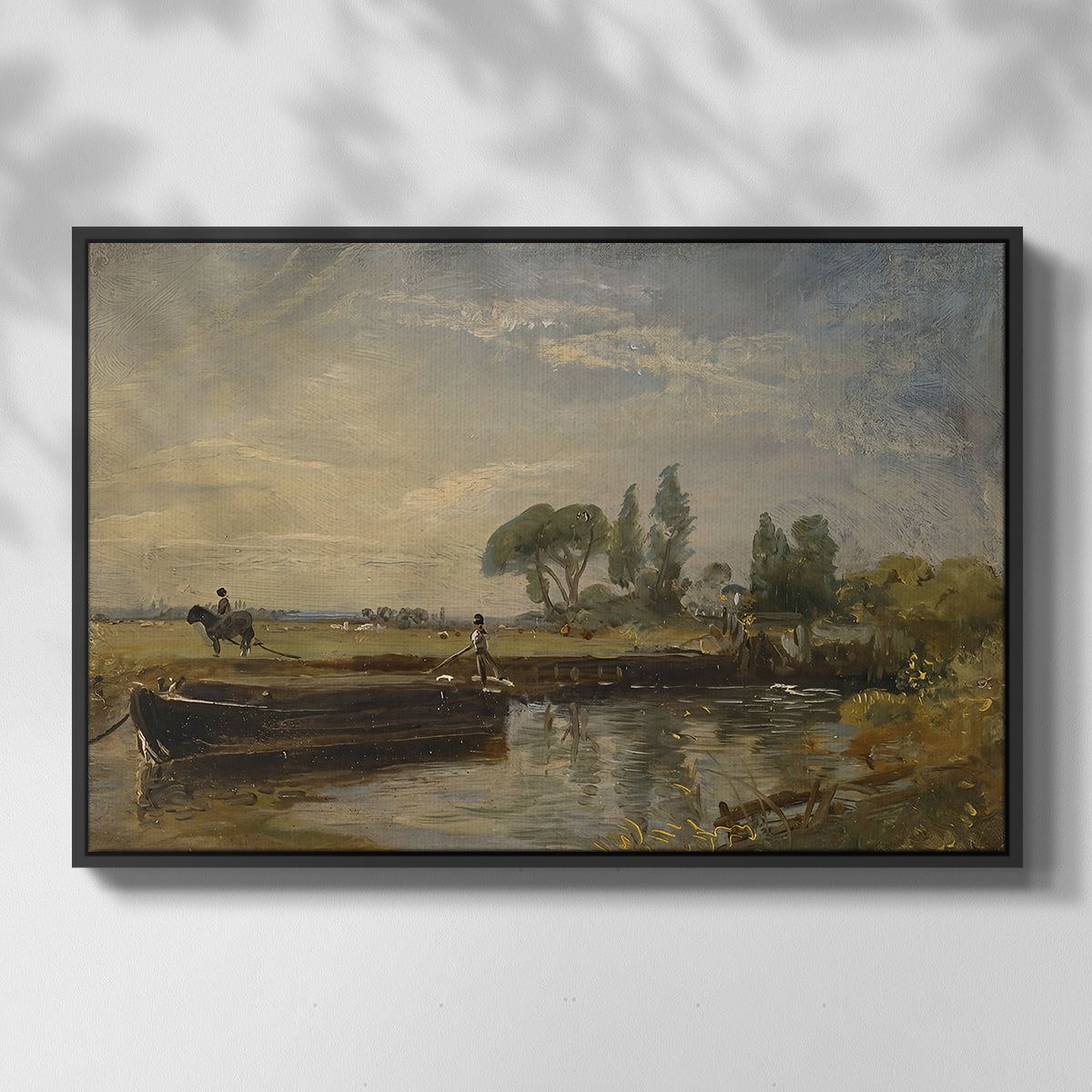 Barge below Flatford Lock, c. 1810 - Floater Framed Canvas Print