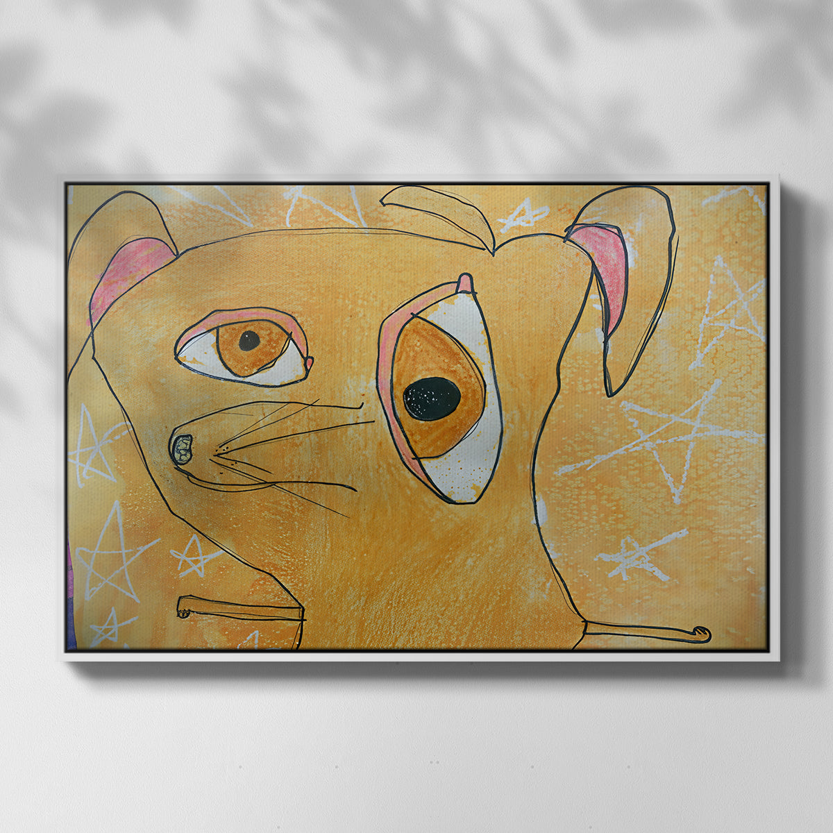 Cubist Dog with Stars (Student Art) - Floater Framed Canvas Print