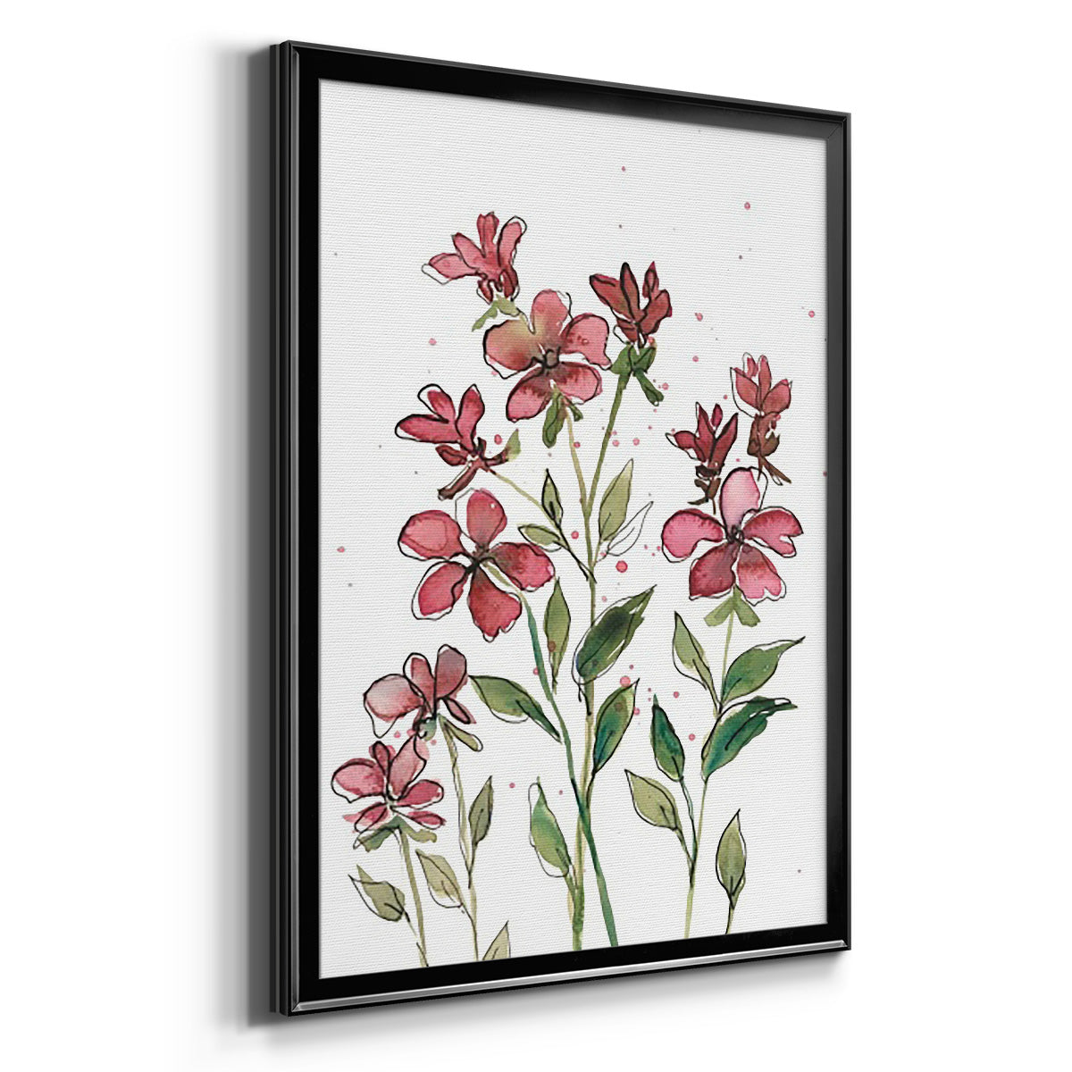 Watercolor Floral Stems II - Modern Framed Canvas Print