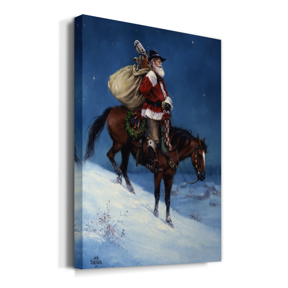 A Cowboy Christmas Premium Gallery Wrapped Canvas - Ready to Hang