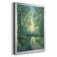 Golden Light Pathways II - Modern Framed Canvas Print