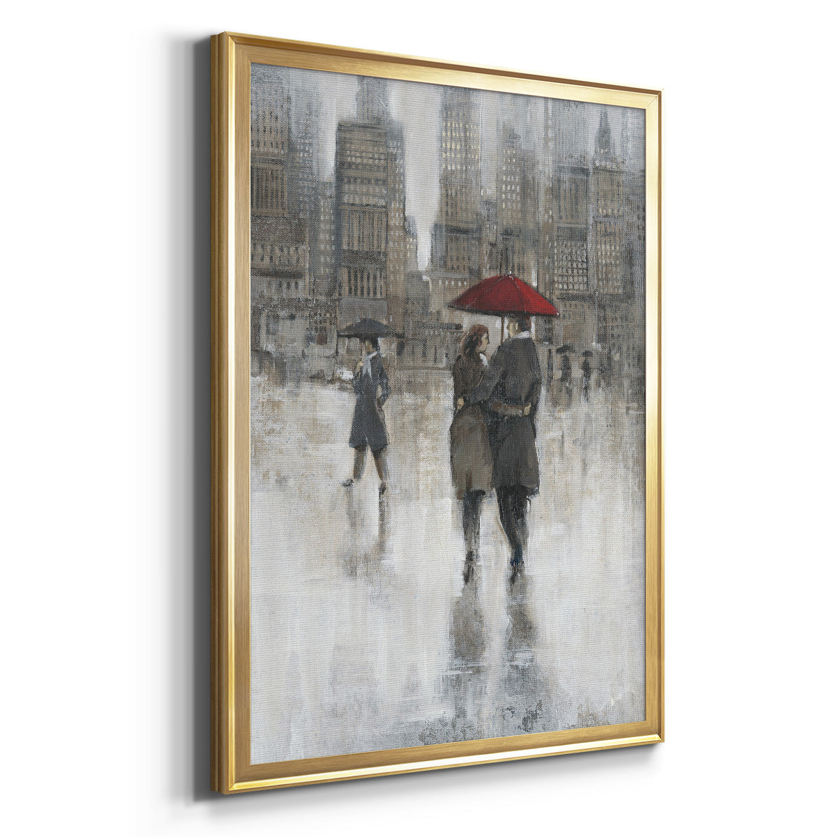 Rain in The City II - Modern Framed Canvas Print