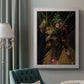 Surreal allegorical portrait representing the four seasons by Giuseppe Arcimboldo in an ornate weathered white frame displayed in a neutral interior setting.