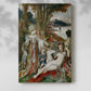 Canvas art print of a mythic composition with animals and decorative elements with a soft shadow on a white background.