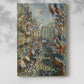 Canvas art print of a festive city street filled with movement and color with a soft shadow on a white background.