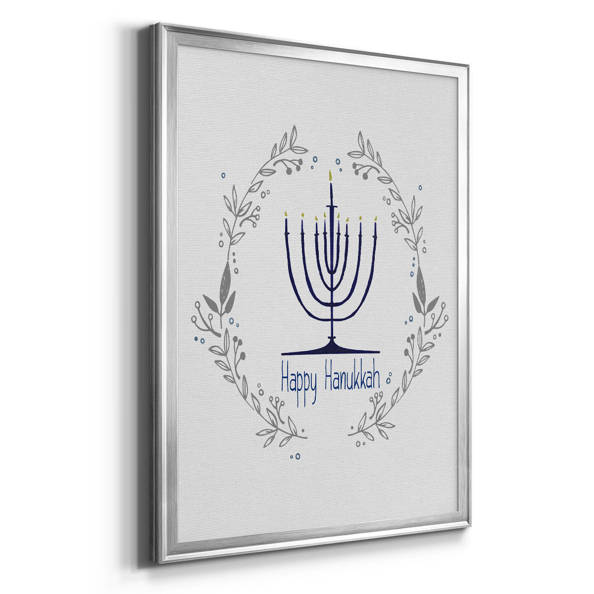 Happy Hanukkah II - Modern Framed Canvas Print