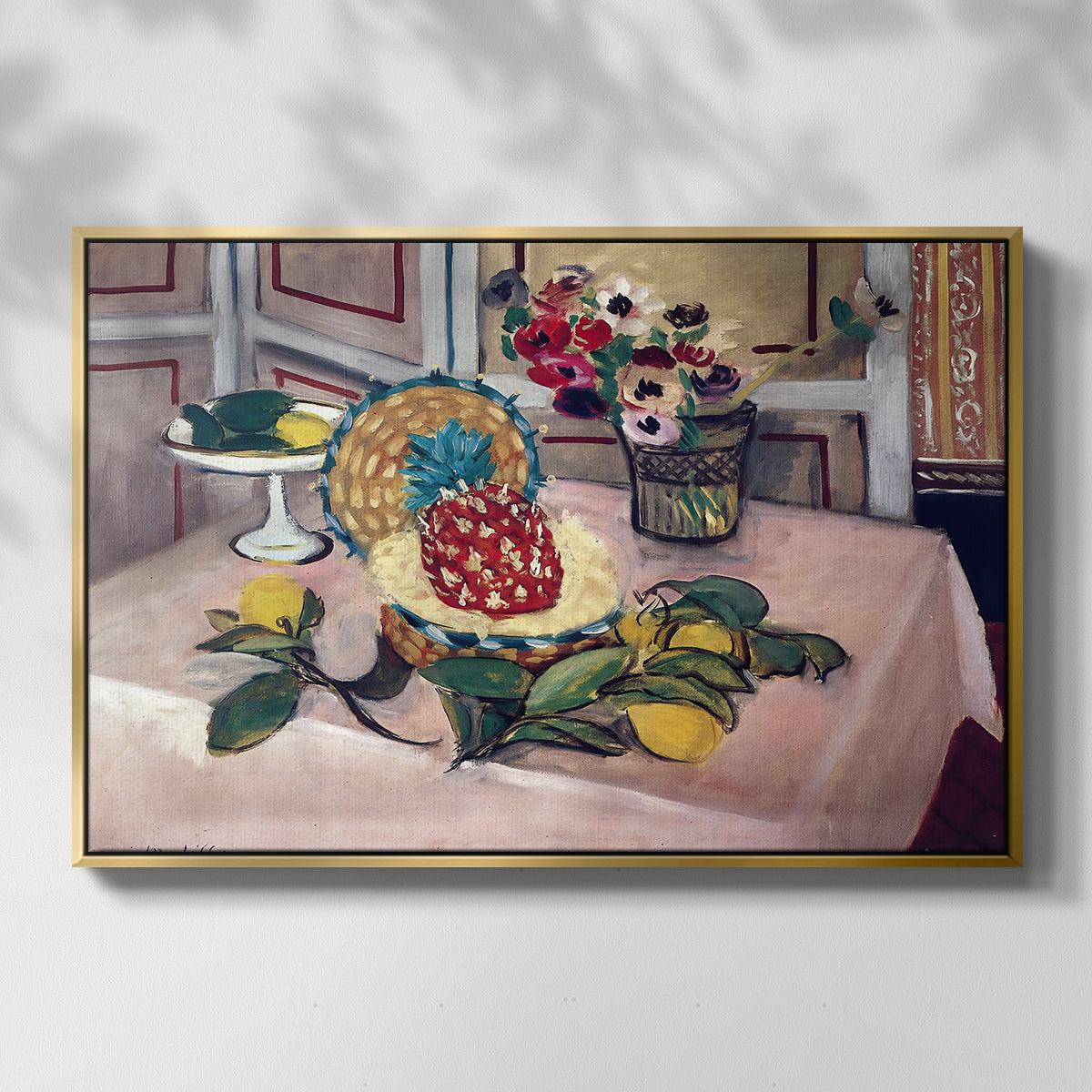 Still Life with Pineapple and Lemons, 1925 - Floater Framed Canvas Print