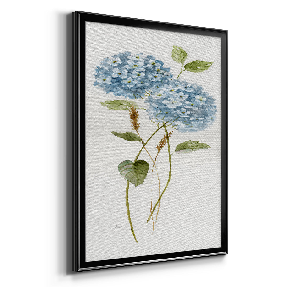 Petite Blue Hydrangea II - Modern Framed Canvas Print