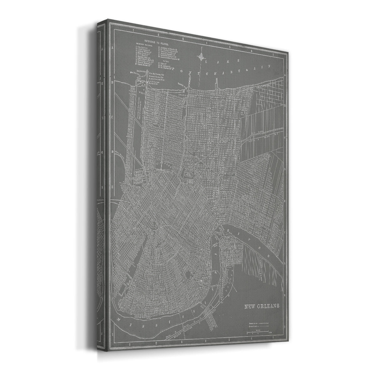 City Map of New Orleans Premium Gallery Wrapped Canvas - Ready to Hang