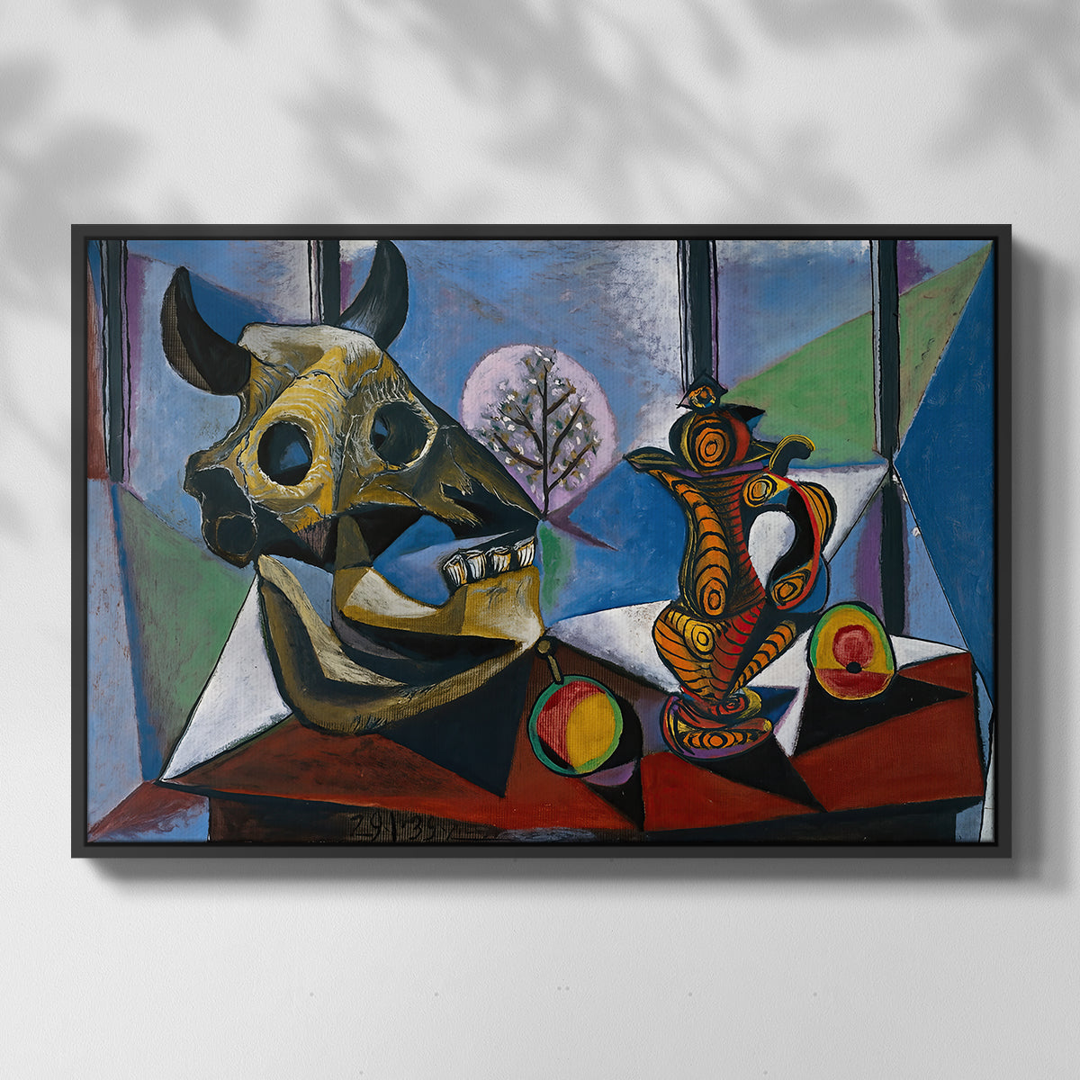Still Life with Bull's Skull, 1939 - Floater Framed Canvas Print