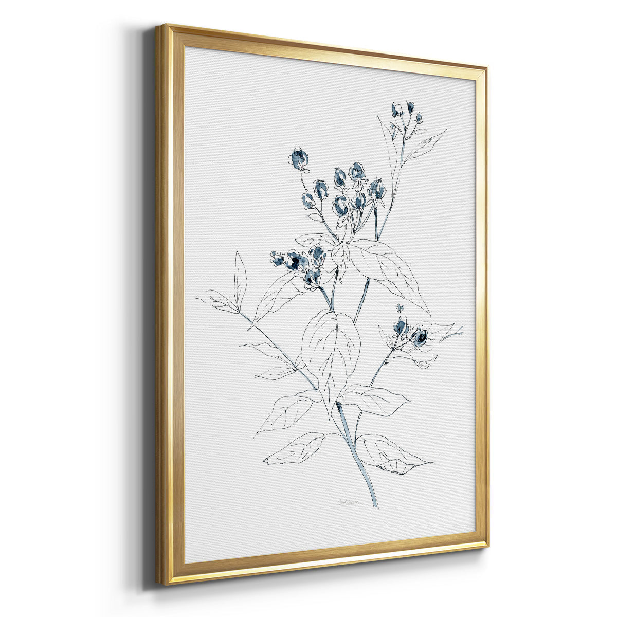 Indigo Sketch I - Modern Framed Canvas Print
