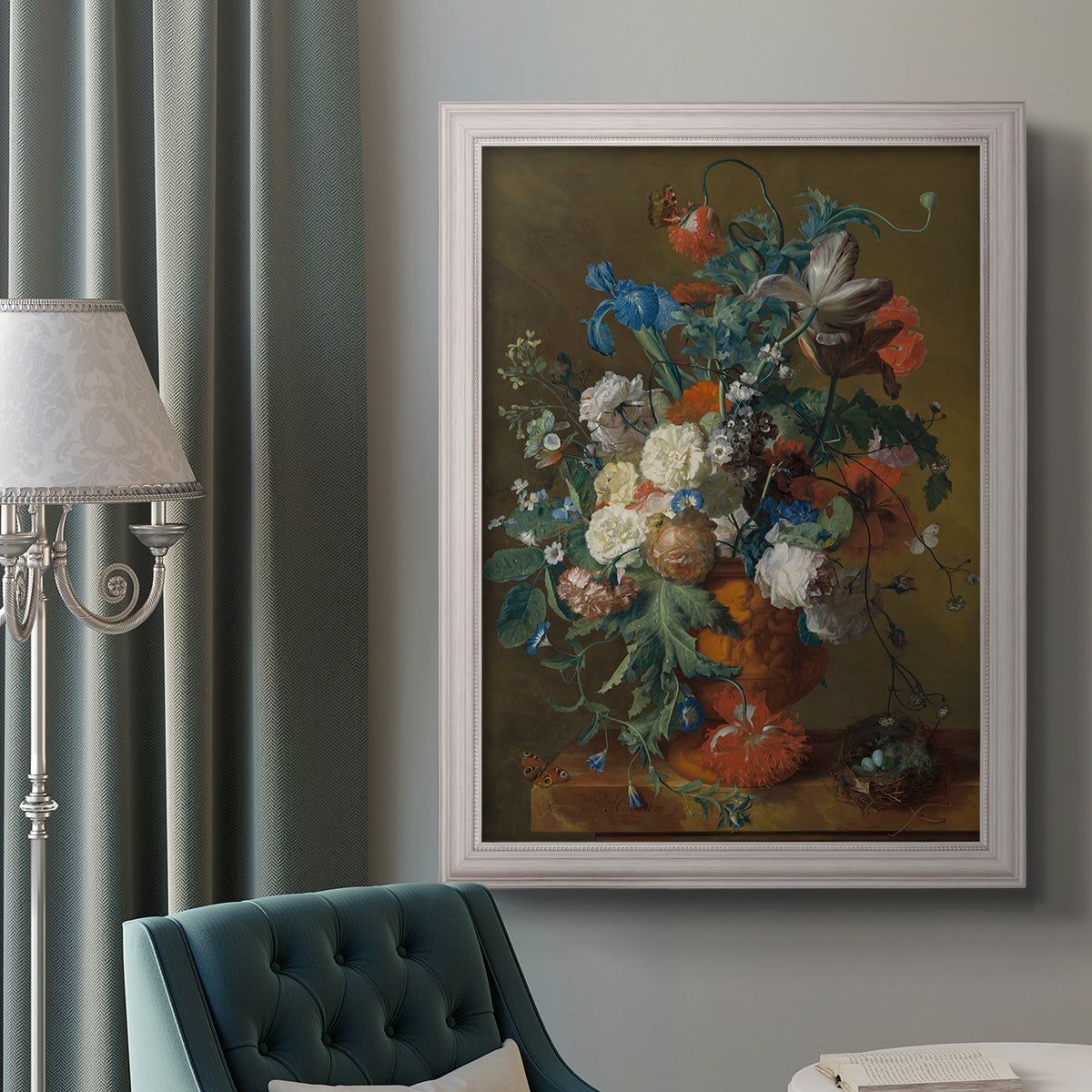 Flowers in an Urn - Ornate Framed Canvas Print
