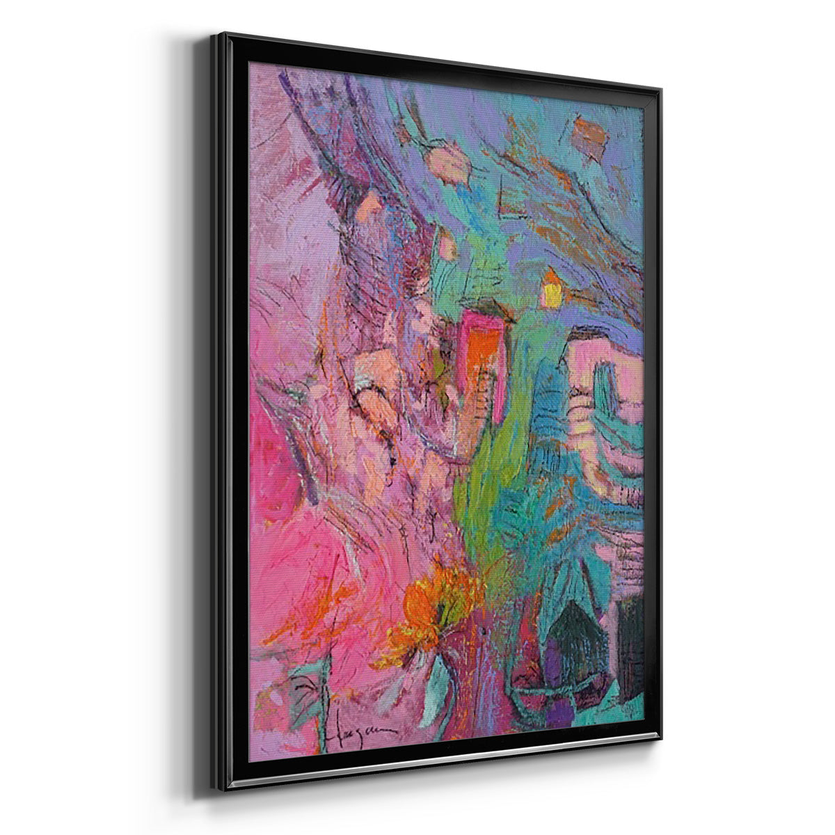 My Pink House - Modern Framed Canvas Print