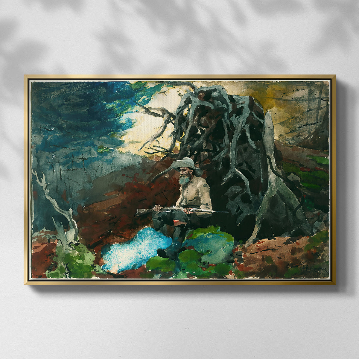 Campfire, Adirondacks, 1892 - Floater Framed Canvas Print