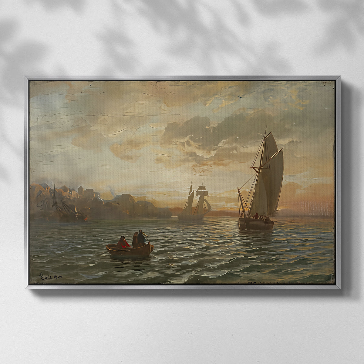 View from the Oslofjord, 1866 - Floater Framed Canvas Print