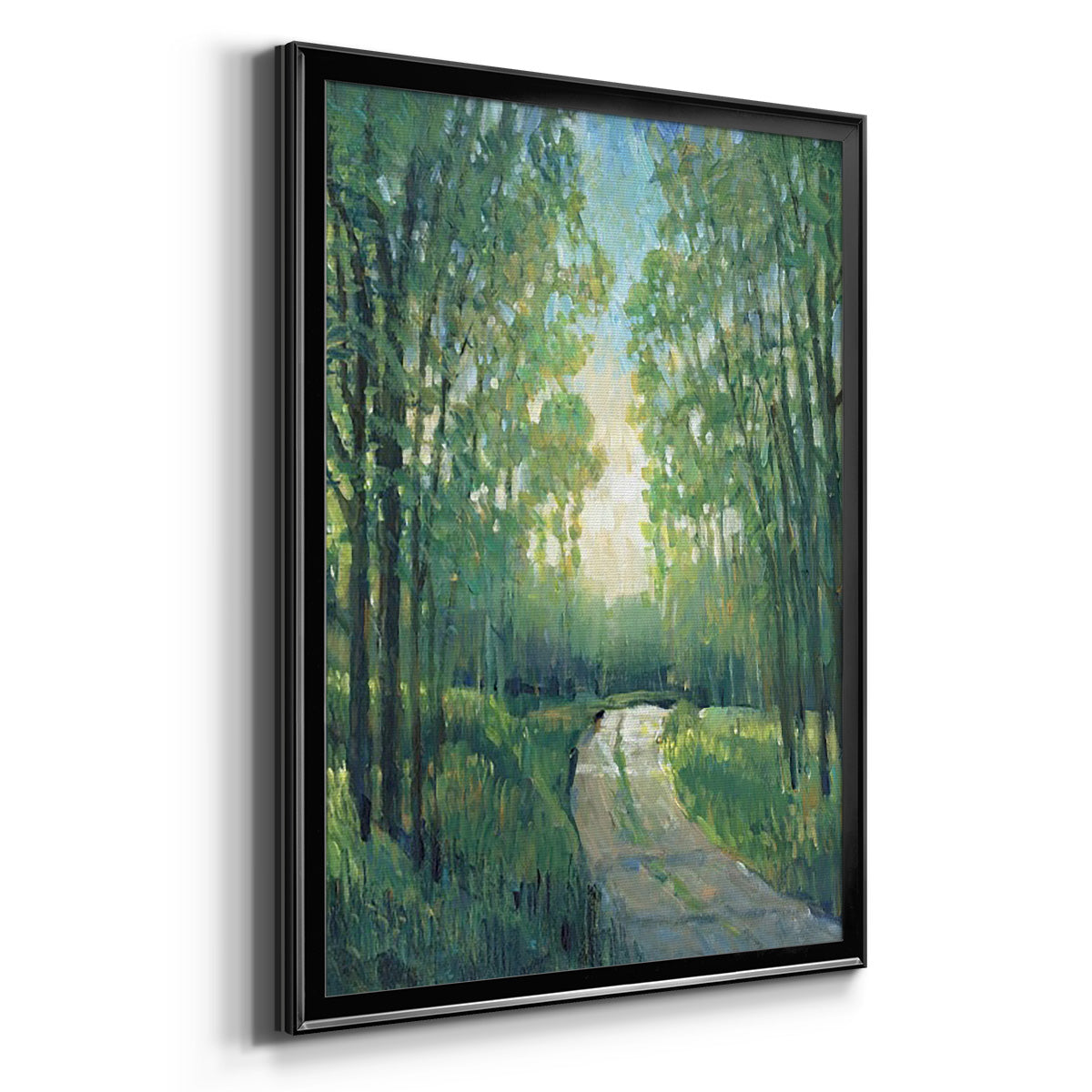 Golden Light Pathways II - Modern Framed Canvas Print