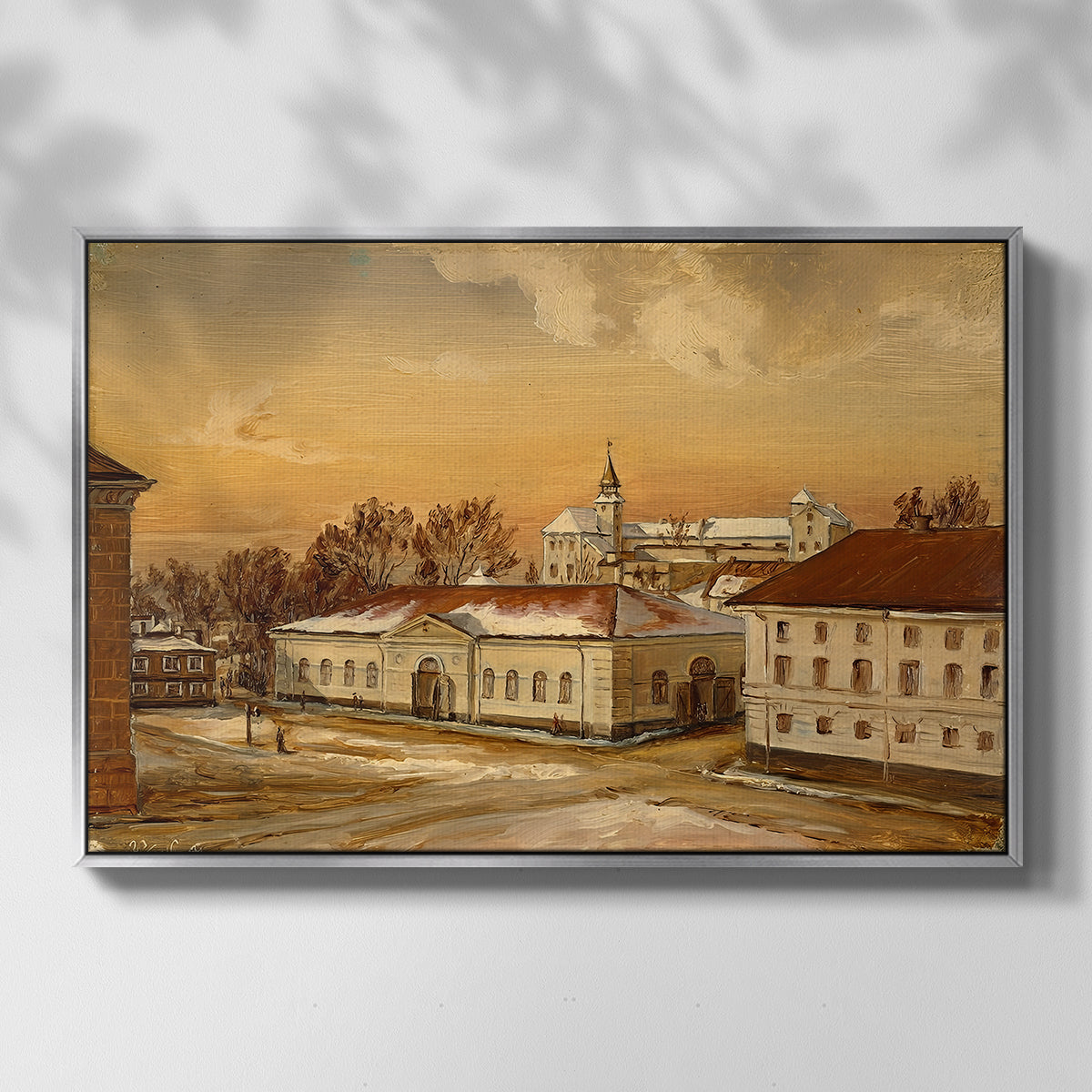 The Riding School at Akershus Castle, 1846 - Floater Framed Canvas Print