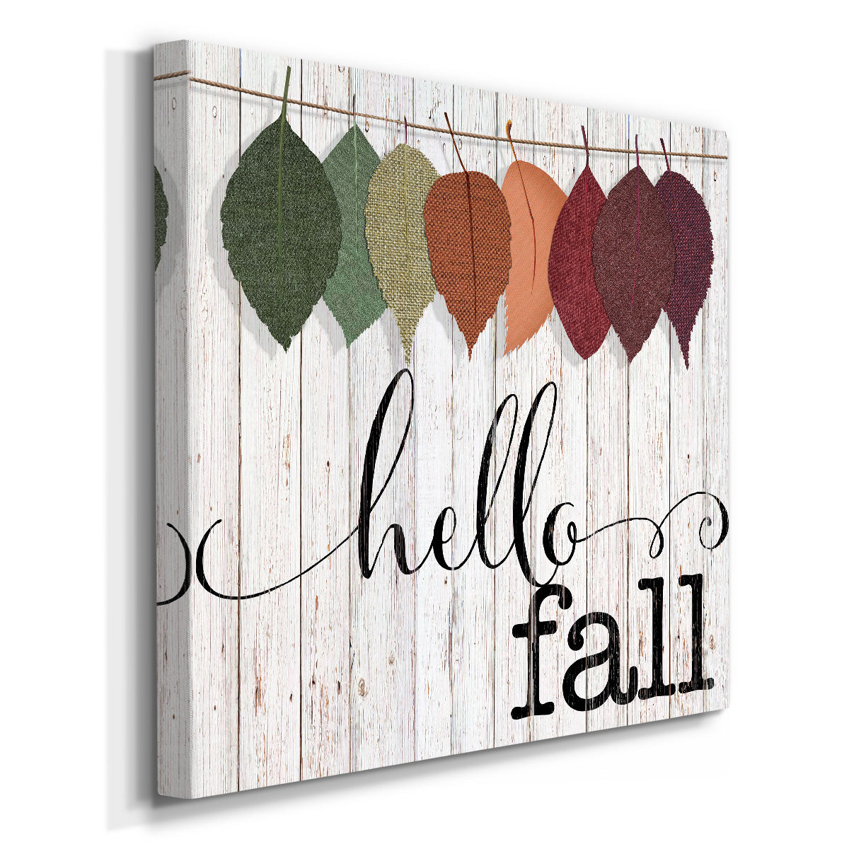 Hello Fall Leaves-Premium Gallery Wrapped Canvas - Ready to Hang