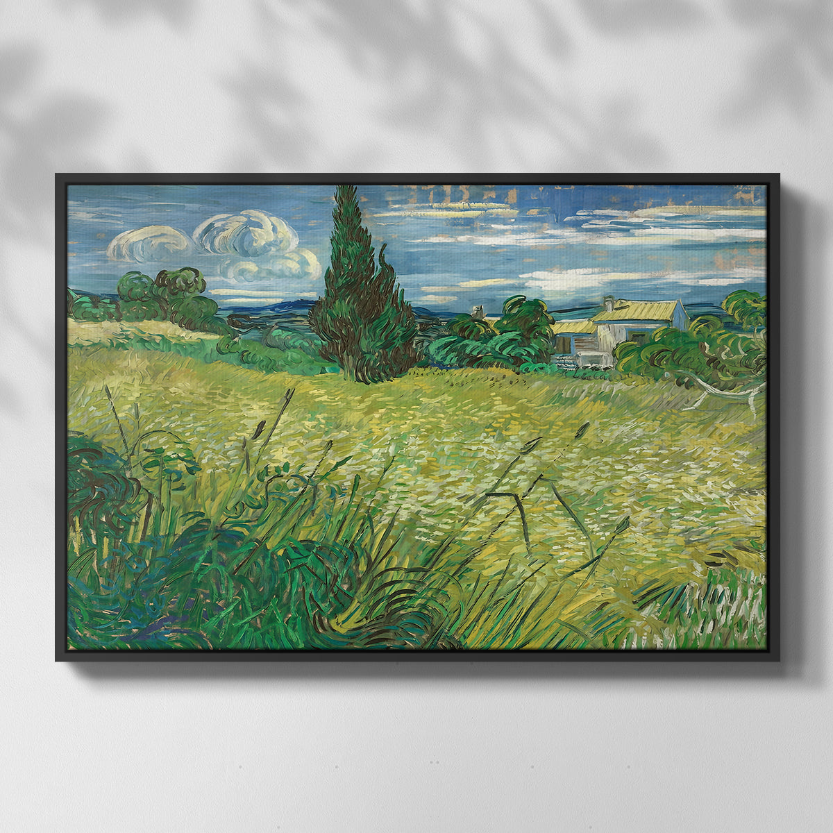 Green Wheat Field with Cypress, 1889 - Floater Framed Canvas Print