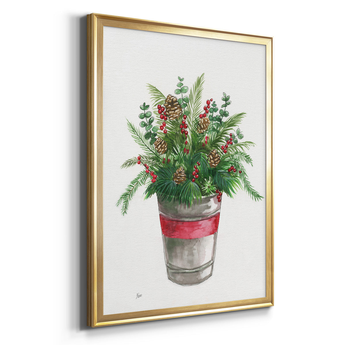 Winter Greens - Modern Framed Canvas Print