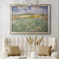 Impressionist countryside landscape near Auvers by Vincent van Gogh in an ornate champagne frame displayed in a neutral-toned interior setting.