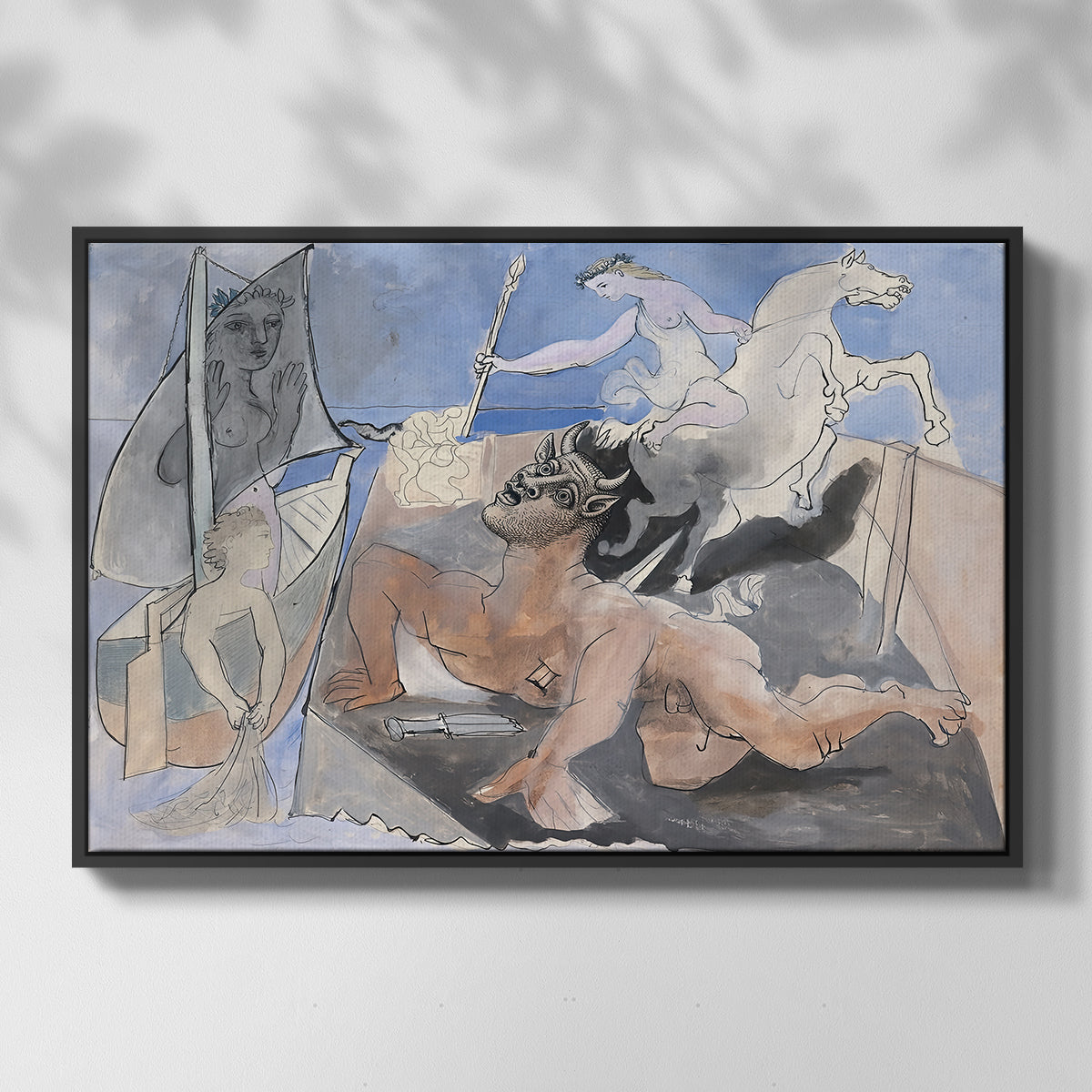 Composition with Minotaur, 1936 - Floater Framed Canvas Print
