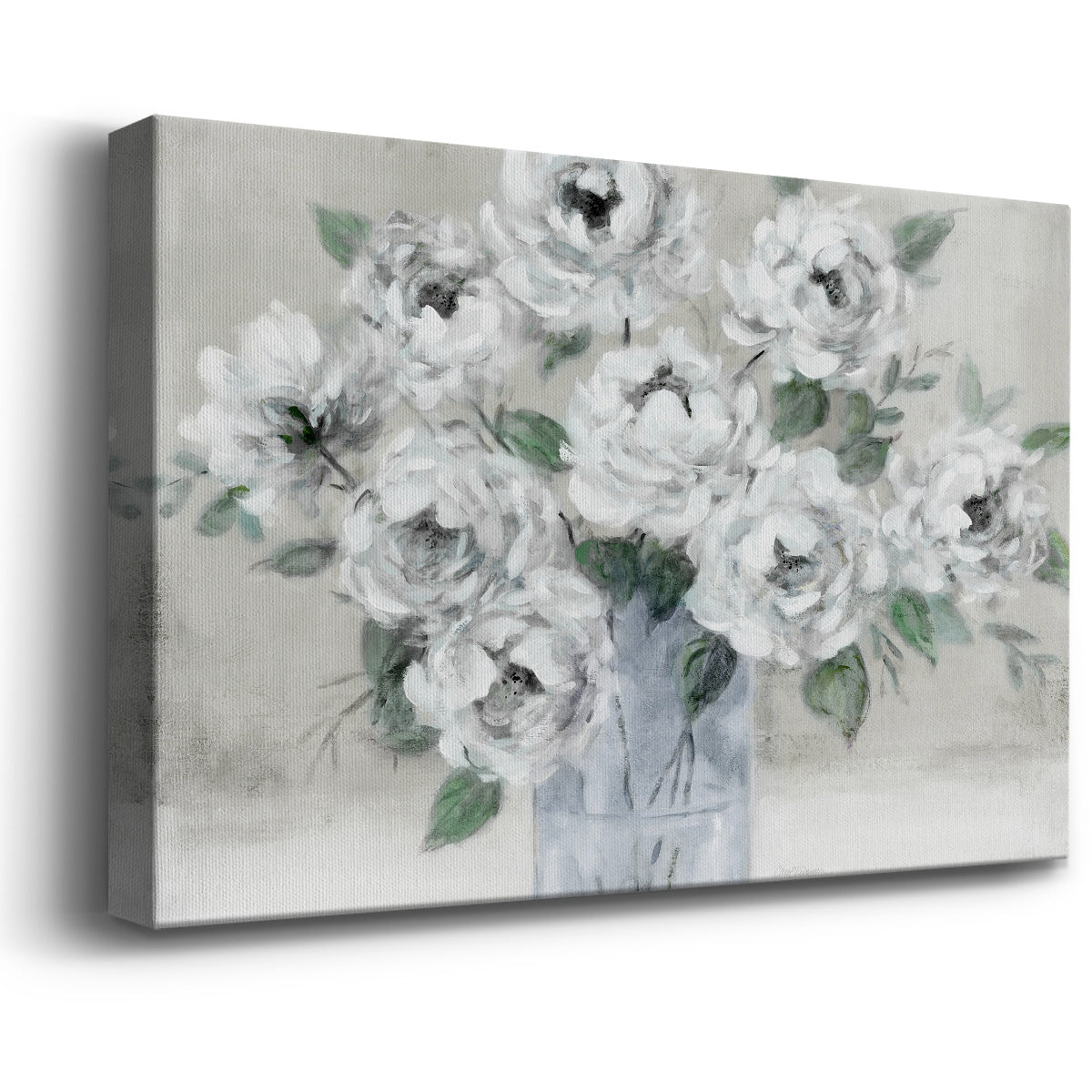 Tender White Roses Premium Gallery Wrapped Canvas - Ready to Hang