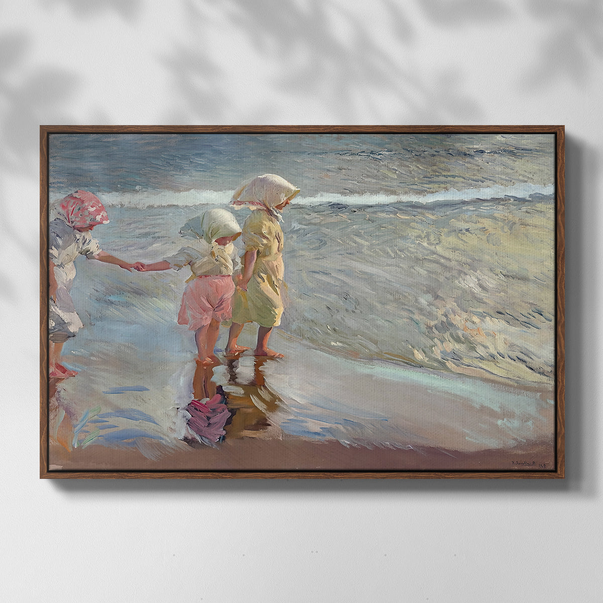 The Three Sisters on the Beach, 1908 - Floater Framed Canvas Print