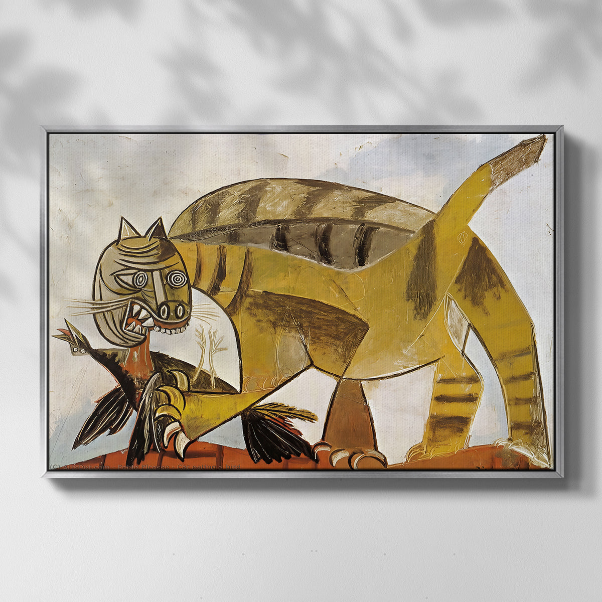 Cat Eating a Bird, 1939 - Floater Framed Canvas Print