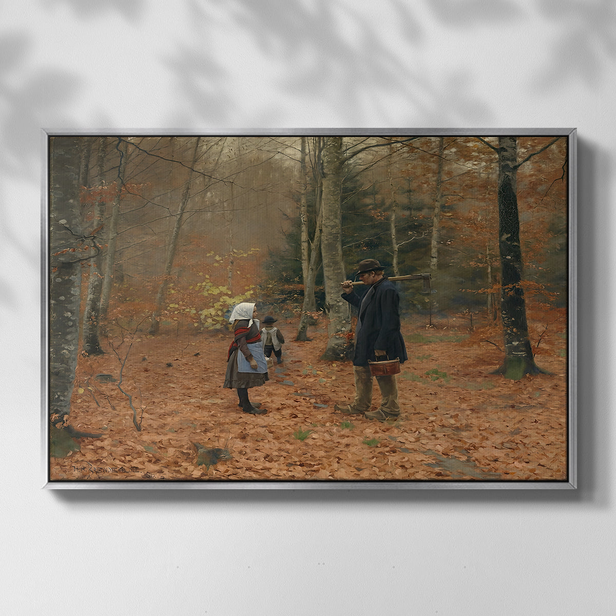 The Woodman and his Children, 1886 - Floater Framed Canvas Print