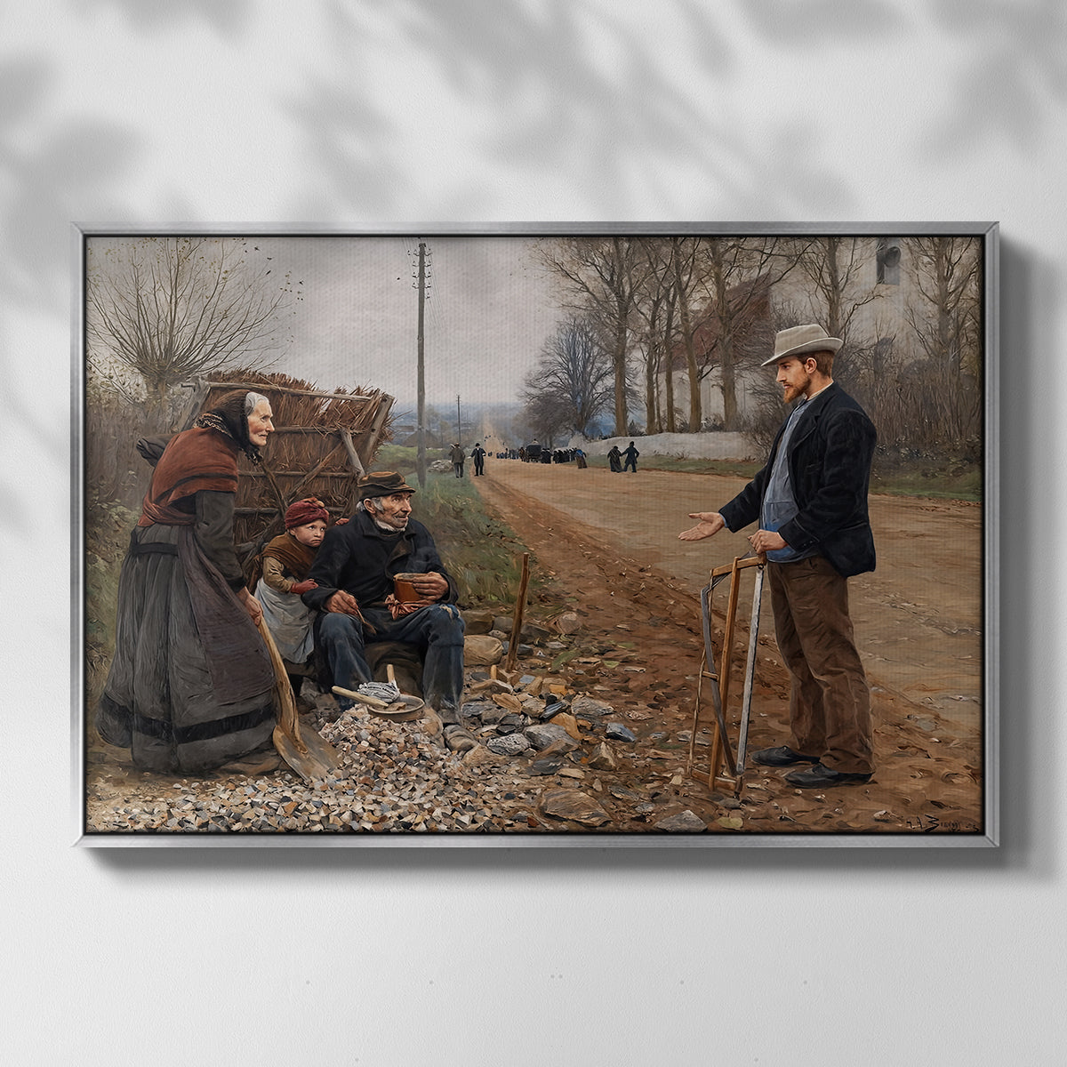 People by a Road, 1893 - Floater Framed Canvas Print