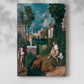 Canvas art print of a mysterious outdoor scene with lightning and calm figures with a soft shadow on a white background.