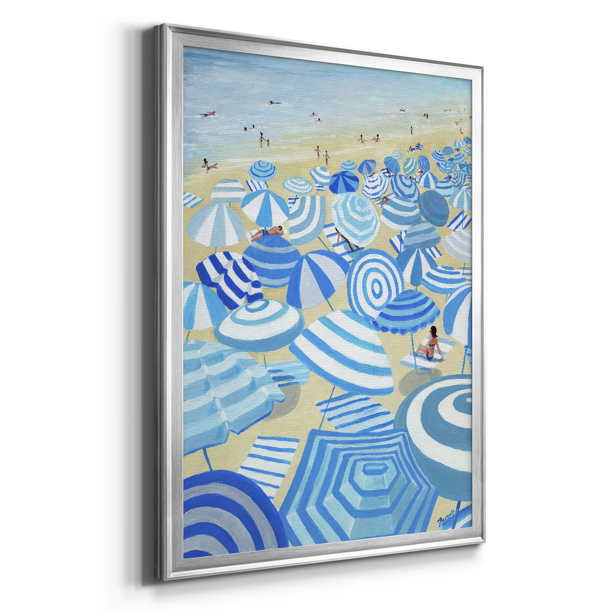 Sky Blue Beach - Modern Framed Canvas Print