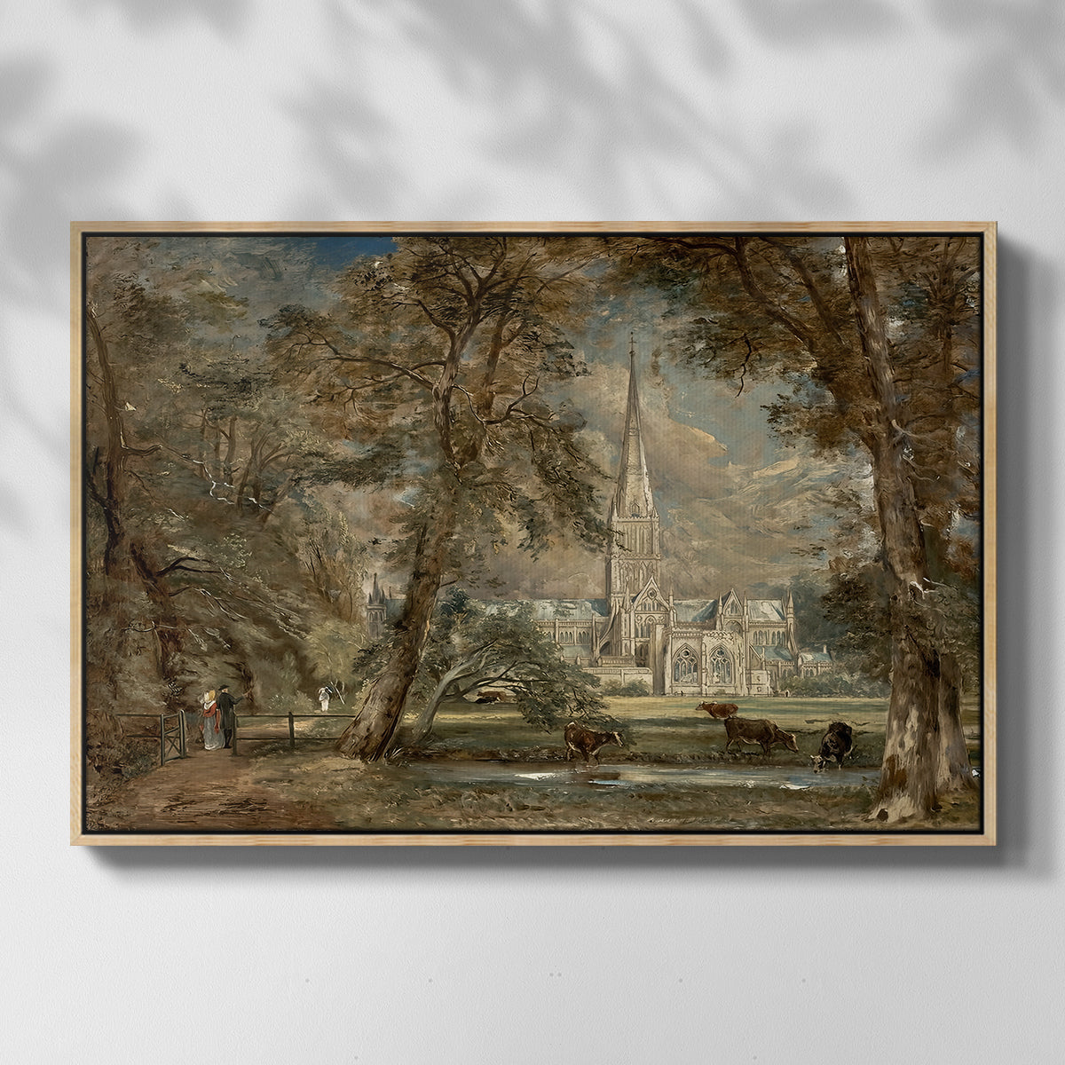 Salisbury Cathedral from the Bishop's Grounds, c. 1822-1823 - Floater Framed Canvas Print
