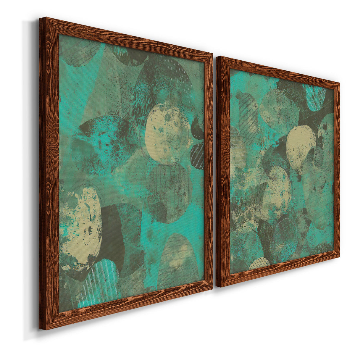 Minty Green Orbs I - Premium Framed Canvas 2 Piece Set - Ready to Hang