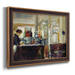 Impressionist café still life scene by Édouard Manet printed on canvas in an ornate bronzed mahogany wood frame.