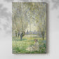 Canvas art print of a figure resting in nature with light filtering through foliage with a soft shadow on a white background.