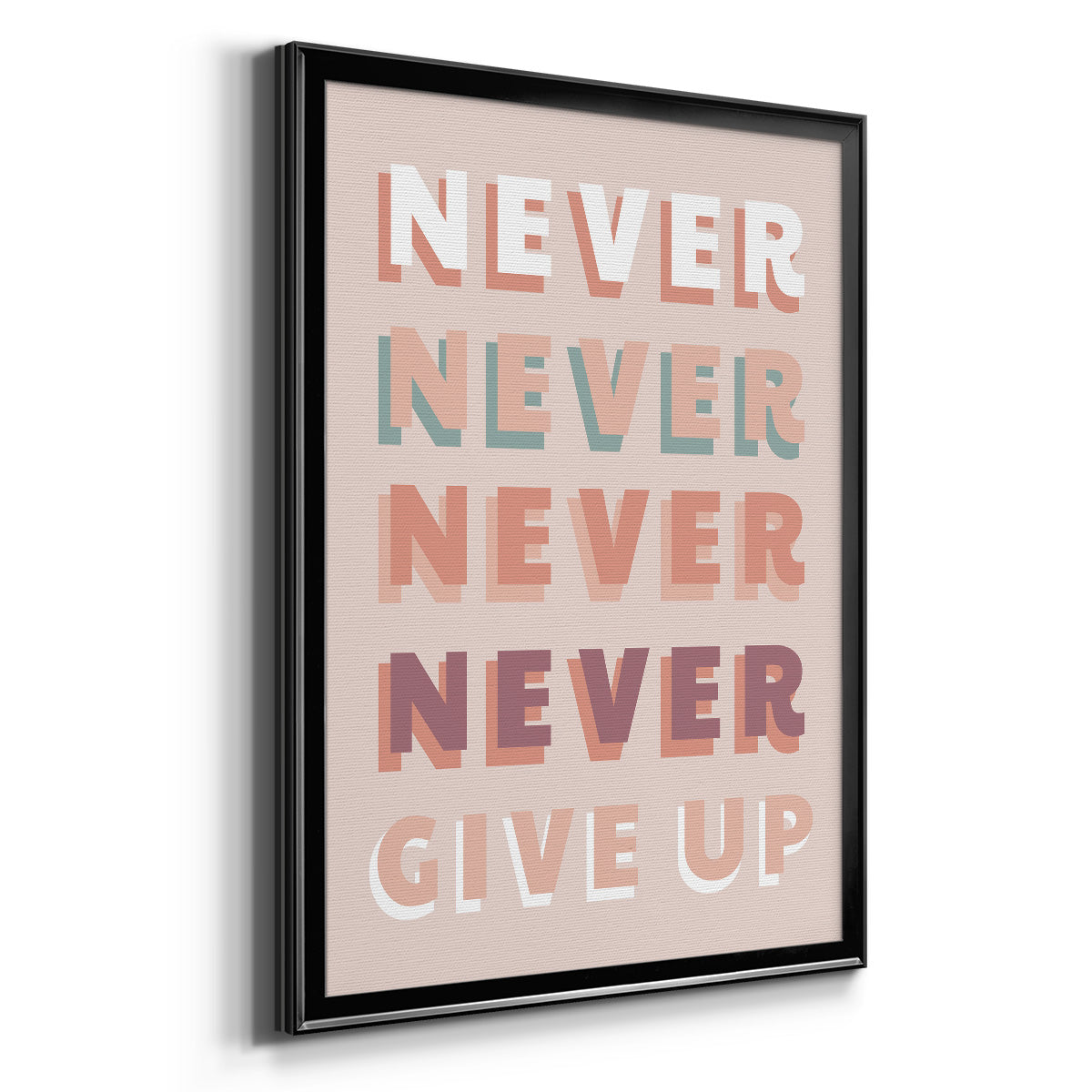 Never Give Up - Modern Framed Canvas Print