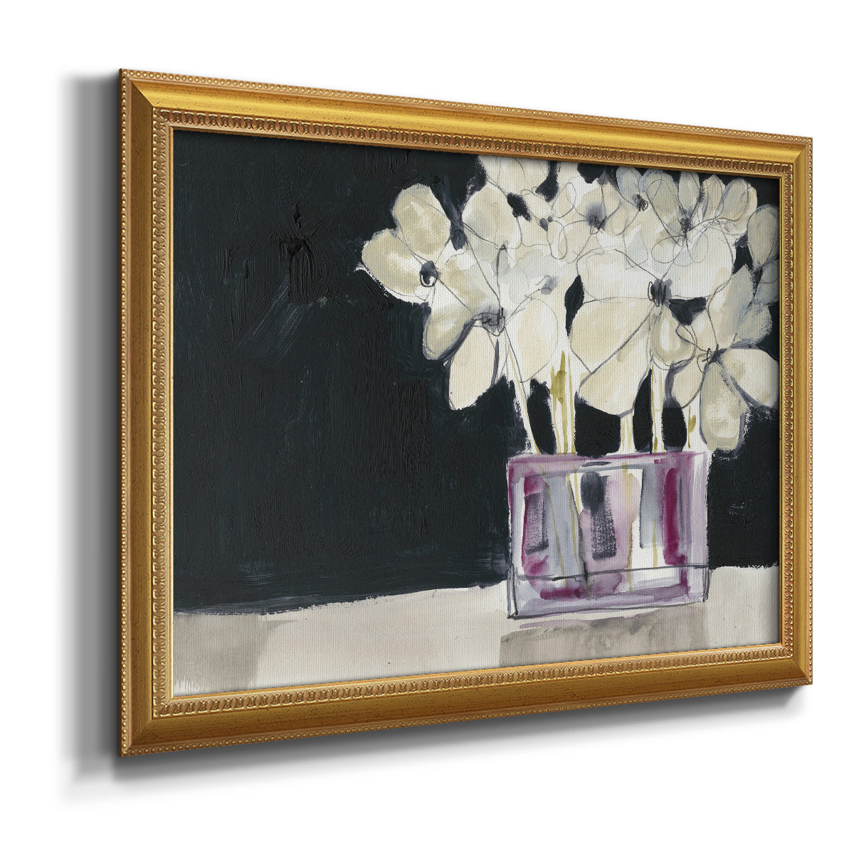 White Flowers in Fuchsia I Premium Framed Canvas- Ready to Hang