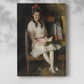 Canvas art print of a refined figure with calm expression and gentle shading with a soft shadow on a white background.