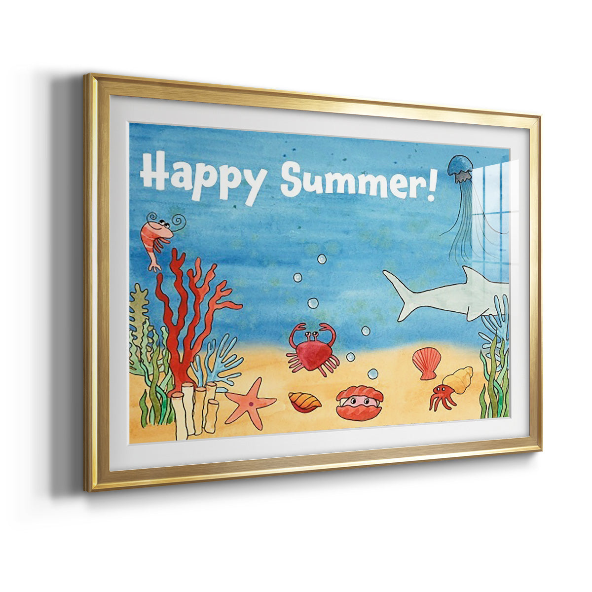 Cute Sea Creatures I - Modern Framed Art Print