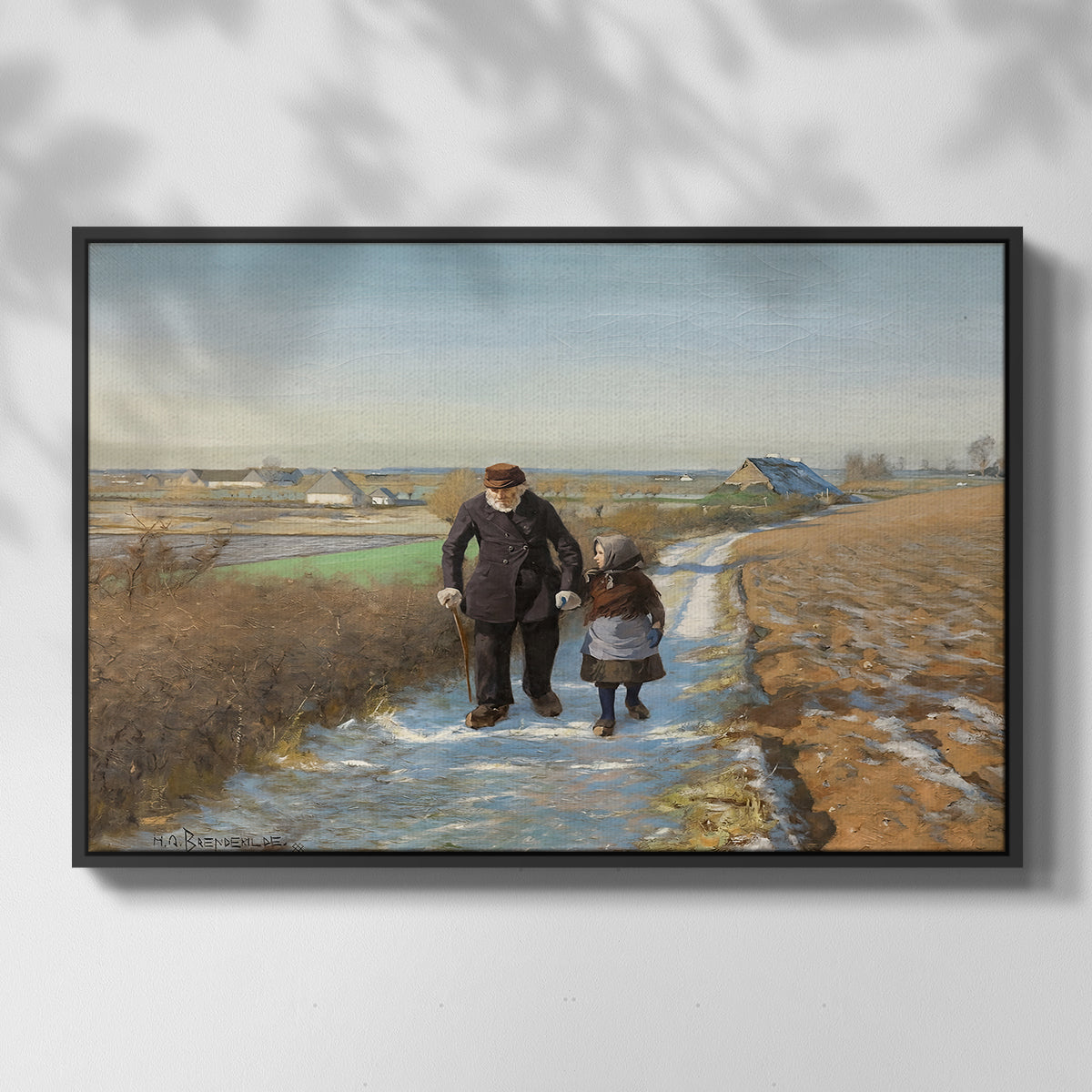 The Old Man and the Child, 1888 - Floater Framed Canvas Print